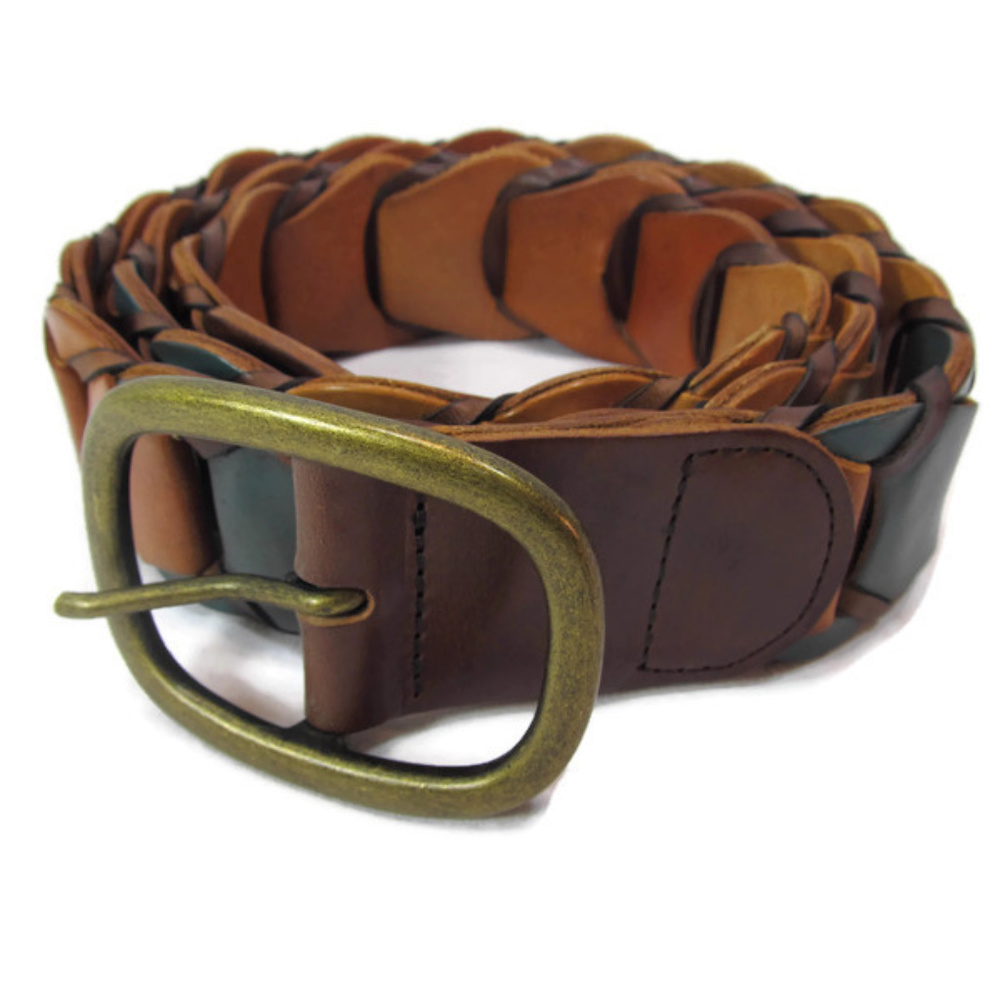 Multi Color Leather Patchwork Belt Adjustable - image 1